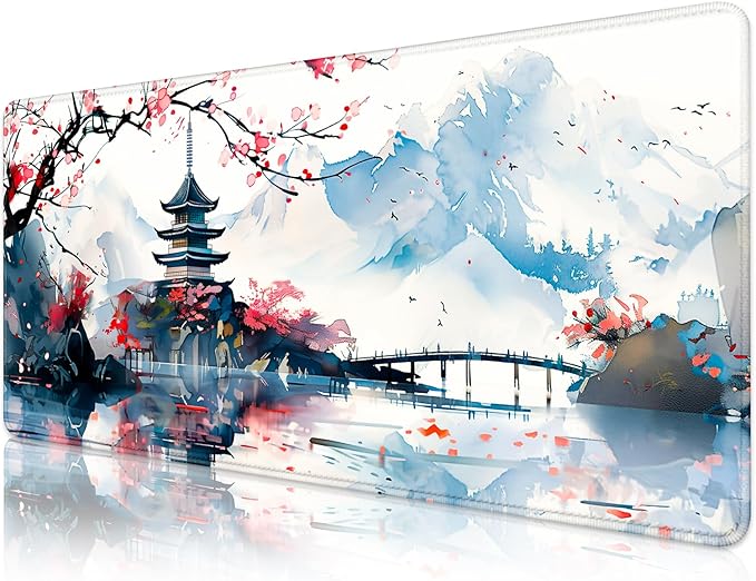 MEWOOCUE® Gaming Mouse Pad for Desk,Large Cherry Blossom Mousepad Laptop,Japanese Anime Mouse Mat,Long XXL Waterproof Keyboard Pads,Big Non-Slip Mousepads for Game Office Home（31.5 x 11.9 in）