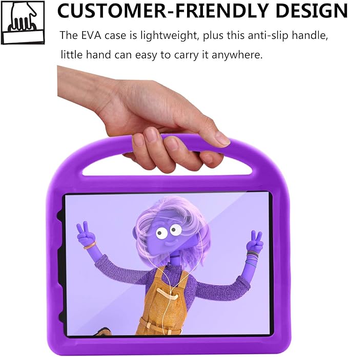 Kids Case for iPad Pro 11 2022/2021/2020 (4th/3rd/2nd Generation), Techcircle Child Shock Proof EVA Protective [Support Pencil Charging] Handle Stand Case for iPad Air 5/4 Gen 10.9" 2022/2020, Purple