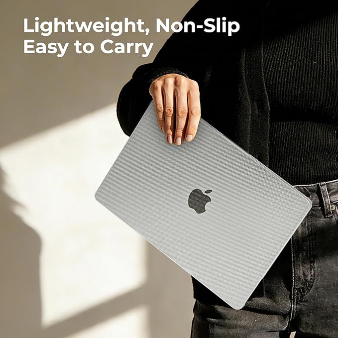 EooCoo Compatible with MacBook Air 13 inch Case M5 2026-2022 M4 M3 M2 Model A3449 A3240 A3113 A2681, Mac Air 13.6 inch Hard Shell & Keyboard Cover & Screen Film & Type-C, Dots Clear