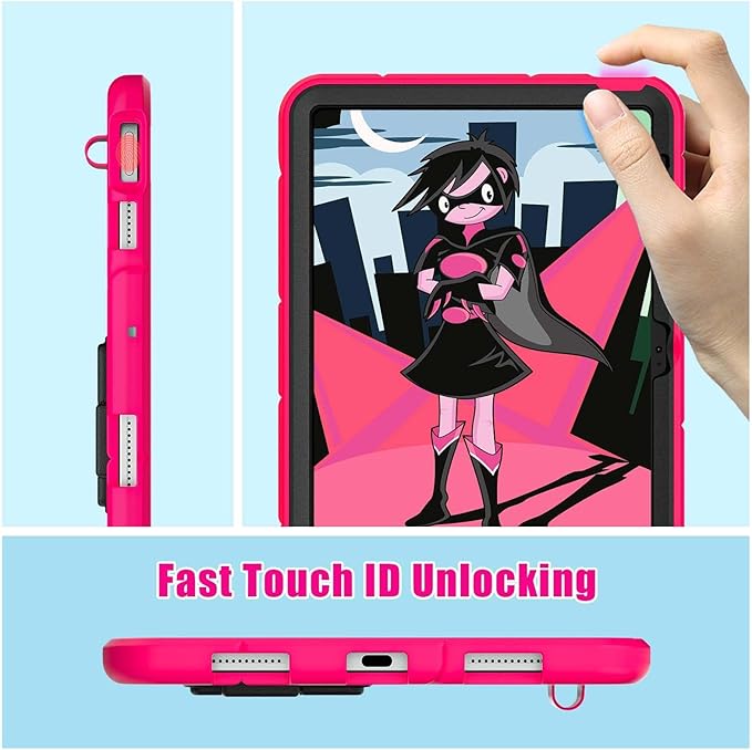 AKABEILA Compatible with Apple iPad (2026) 12th A19/iPad (2022) 10th/iPad (2025) 11th A16 Tablet Case，Lightweight Protective Cover with Kickstand for Kids Children Boys Babies Strawberry Black