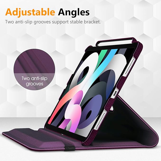 Fintie Rotating Case for iPad Air 11-inch M3 (2025) / M2 (2024), iPad Air 5th (2022) / 4th Generation (2020) 10.9 Inch - 360 Degree Rotating Protective Stand Cover w/Pencil Holder, Purple