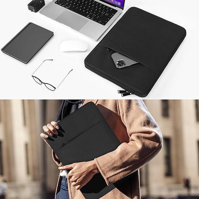 15.6 16 inch Laptop Sleeve Case for HP Omnibook 16, HP Envy, Pavilion 15, ASUS VivoBook 15 16 16X, Acer Aspire 15.6,Lenovo Ideapad 3 15, Dell Inspiron 16 Comptuer Bag -Black