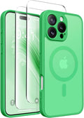 CAPRARO Magnetic Compatible with iPhone 16 Pro Max Case, Upgraded [Full Camera Protection] [Compatible with MagSafe] Protective Translucent Matte Women Phone Case Cover, Emerald Green