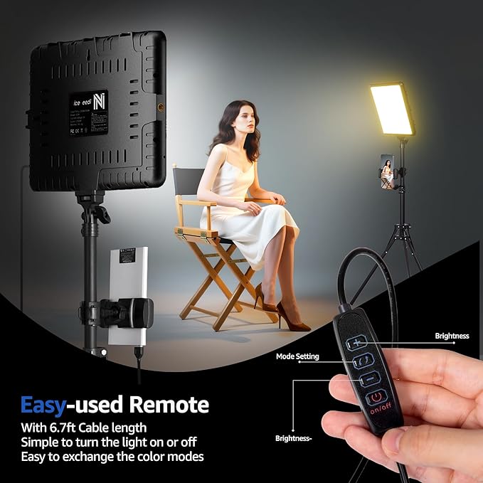 1-Pack LED Video Light Kit, NiceVeedi Photography Lighting Kit, 2800-6500K Dimmable Studio Light with Tripod Stand & Phone Holder, 73" Stream Light for Video Recording, Game Streaming, YouTube