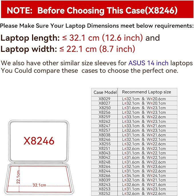 Smatree Hard EVA Protective Sleeve Case Compatible for 14 inch ASUS Vivobook 14 Notebook Bag (X8246)