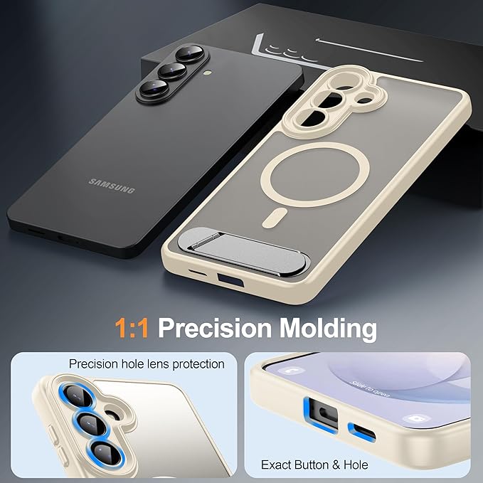 Magnetic for Samsung Galaxy S26+ Plus Case, [Compatible with MagSafe][Full Camera Protection][Built-in Invisible Kickstand] Translucent Matte Phone Case for S26 Plus 6.7" - White