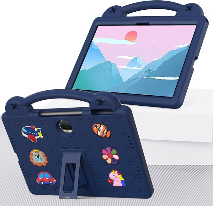 AKABEILA Compatible with Honor Pad 9 2023 12.1 inch Tablet Case, Kids Friendly Universal Lightweight Shockproof Protective Case with Shoulder Strap & Stand Handle Navy Blue