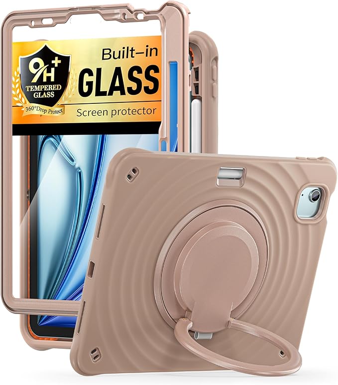 BATYUE Case for iPad Air 11-inch M4(2026)/ M3(2025) / M2(2024), iPad Air 5th/4th 10.9 inch(2022/2020), iPad Pro 11" 4th/3rd/2nd/1st Cover with Class Screen Protector, Kickstand & Pencil Holder, Latte