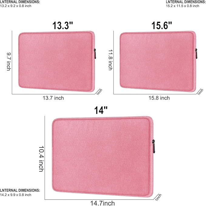 Laptop Case 14 Inch, Shockproof Protective Traveling Computer Bag, Water Resistant Portable Laptop Sleeve Compatible for Lenovo, HP, Dell, Asus, MacBook Air/Pro, Pink