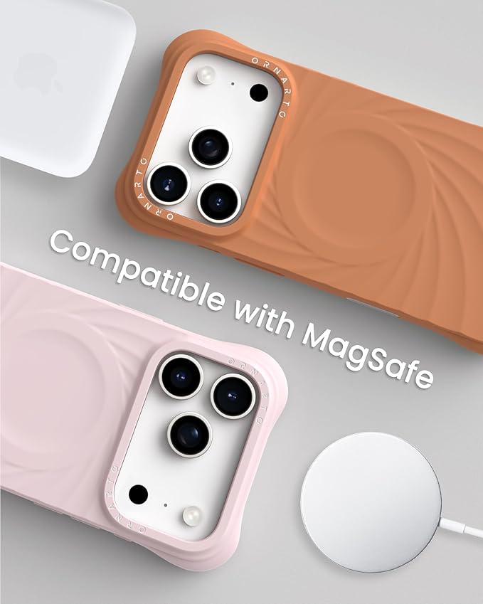 ORNARTO Vortuxe for iPhone 17 Pro Case 6.3" | 2X MIL-STD Protection | Camera Control Button | Compatible with MagSafe | Sleek Aesthetic Liquid Silicone Phone Cover | Autumn Orange