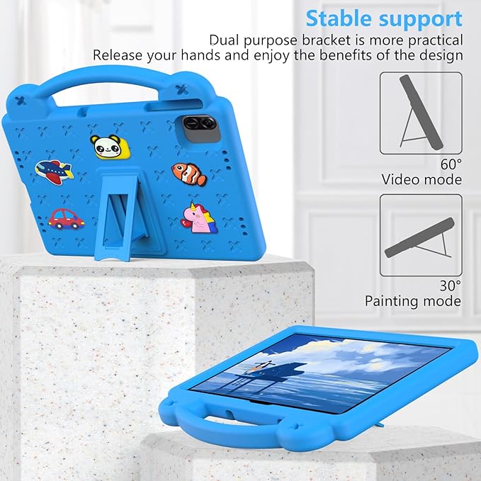 AKABEILA Compatible with Honor Pad X8a 2024/Infinix Xpad 11 inch 2024 Tablet Case, Kids Friendly Universal Lightweight Shockproof Protective Case with Shoulder Strap & Stand Handle Sky Blue