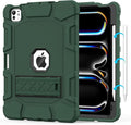 Case for iPad Pro 11 Inch Case (M5 2025/ M4 2024) with Pencil Holder, Built-in Stand, Military Grade Shockproof Protective Cover for iPad Pro 11" (Dark Green)