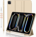 iMieet iPad Pro 13 Inch Case (M5/M4) 2025/2024 with Pencil Holder, Trifold Stand Smart Case with Soft TPU Back, Auto Wake/Sleep (Champagne Gold)