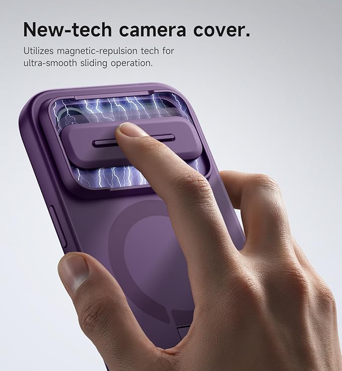 SURITCH for iPhone Air Case with Camera Control Cover, Camera Slide Cover and Adjustable Kickstand, Compatible with MagSafe, Shockproof Bumper Protective Cases for iPhone 17 Air 6.5 Inch, Dark Purple