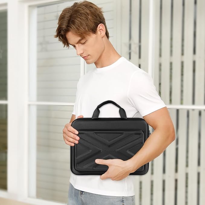 MOSISO 17-17.3 inch Laptop Hard Case, 17 inch Shockproof Waterproof Laptop Case Hard Shell Compatible with MacBook HP Dell, Carrying Sleeve Computer Bag with Sturdy Handle&Front Pocket&Belt, Black