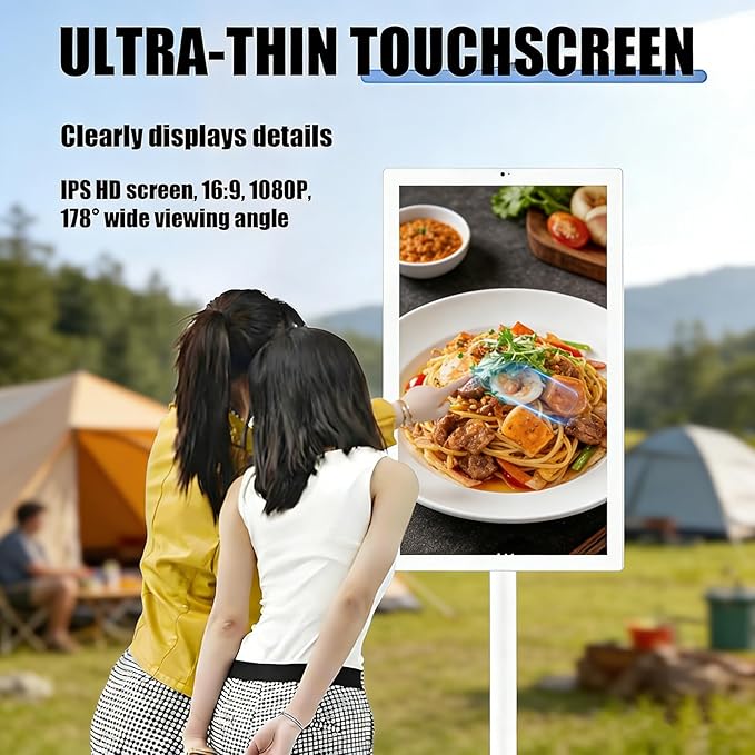 1080p/4k Smart Portable Wireless Touch Screen TV on Wheels,Portable Touch Screen Monitor,8+128G,with 21.5in/27in/32in Large Display 32in(4k)