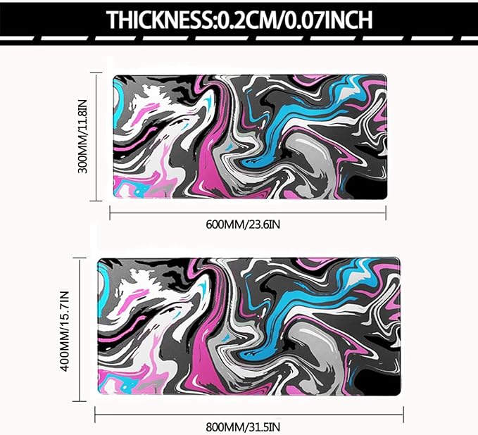 Rcege Large Mouse Pad for Desk - Gaming Mouse Pad with Stitched Edges, Anti-Slip Base for Keyboard and Mouse(Abstract Purple, 31.5L x 15.8W inches)