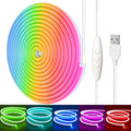 3.28FT RGB Neon Light Strip, 5V USB Led Strip Lights with Touch Controller, Flexible Neon Rope Lights for Bedroom, Party, Home Decor