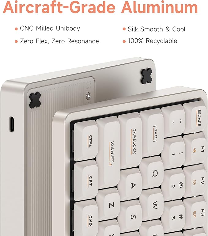 IQUNIX Magi75 Low Profile Wireless Mechanical Keyboard 75% Layout, Hot-Swappable Creamy Linear, RGB Backlit, Full Aluminum, VIA Customizable for Mac/Windows/Linux(White)