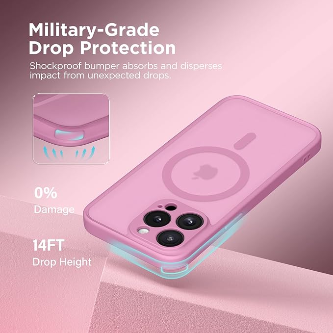 CAPRRO Magnetic for iPhone 13 Pro Max Case, [Compatible with MagSafe] [Full Camera Protection] Shockproof Protective Slim Translucent Matte Phone Case for iPhone 13 Pro Max 6.7'', Grape Purple