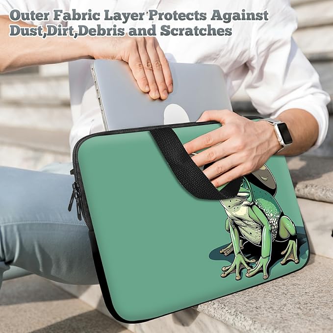 Laptop Sleeve Case Bag 15 inch, Green Frog Slim Carrying Case Durable Handbag Travel Laptop Bag for 15 inch MacBook Air M3/M2/15 Pro/Surface Laptop 7/6/5/4/3/ Dell XPS 15 Plus