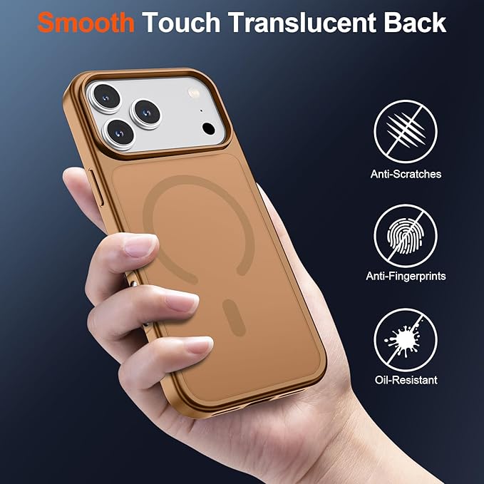 SUPFINE Magnetic for iPhone 17 Pro Max Case (Compatible with MagSafe)(Military Grade Drop Protection) Translucent Matte Shockproof with Anti-Fingerprint Phone Cover,Brown