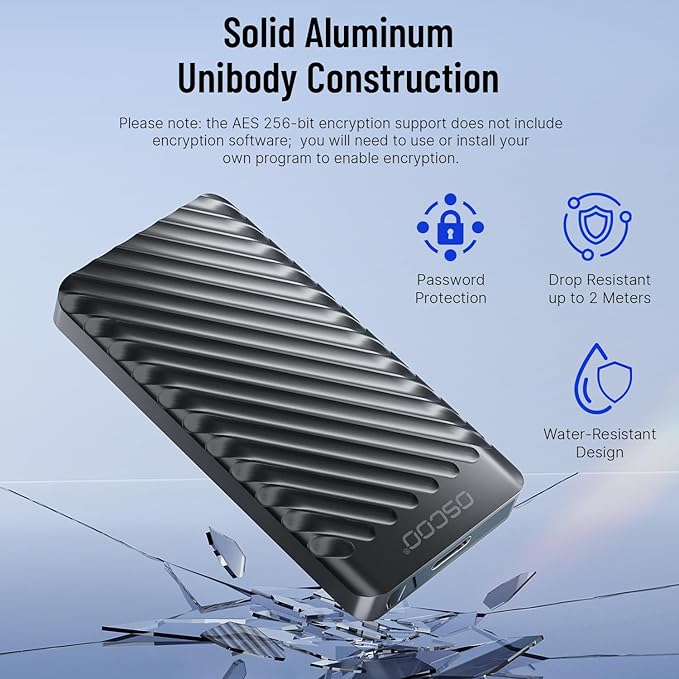 1TB External Hard Drive, Up to 2100MB/s, USB 3.2 Gen 2 Portable SSD, External Solid State Drive for Mac, Windows PC, Laptops, Gaming, iPhone — Ideal for File Backup, Content Creators & Videographers