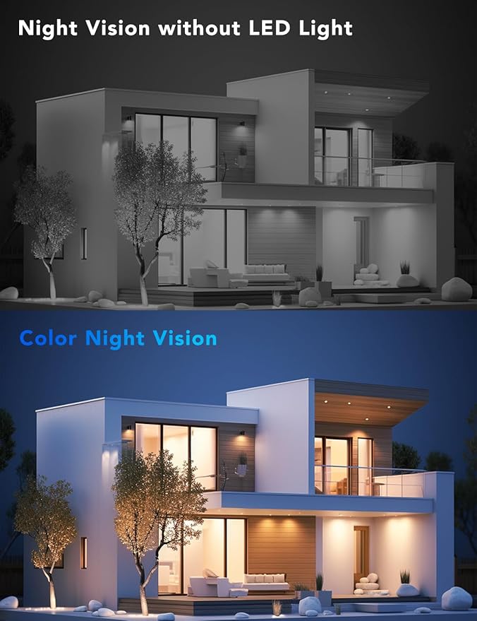 2K Solar Security Cameras Wireless Outdoor, 360°PTZ Battery Powered Cameras for Home Security, 2.4G WiFi Outdoor Camera with Color Night Vision, IP66 Waterproof, Motion Sensor Alarm, Black