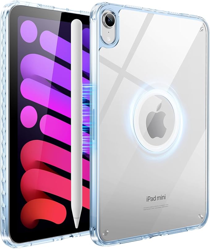 Case for iPad mini A17 Pro, iPad mini 6 case, Compatible with Magsafe, Clear Back with TPU Frame, Slim Lightweight Protective Case for 8.3“ iPad mini (Clearblue)