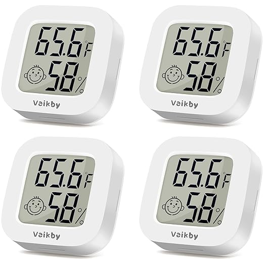 Vaikby Indoor Thermometer 4Pack, Humidity Gauge Meter Digital Hygrometer Room Thermometer for Home, Hight Accurate Temperature and Humidity Monitor, Large LCD Display Fahrenheit or Celsius