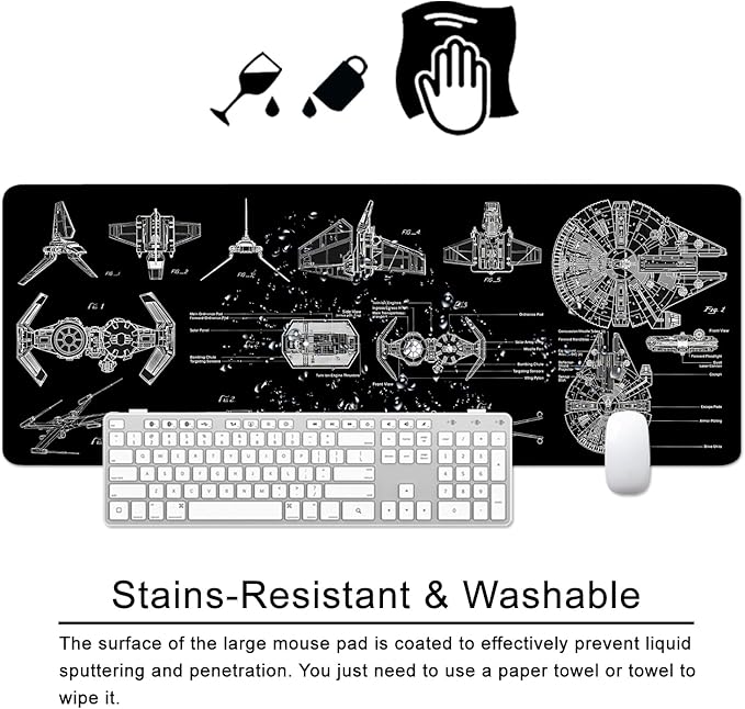 Black Gaming Mouse Pad Large Mouse Pad XL Desk Mat 31.5x11.8x0.12 inch Large Desk Pad Design Keyboard Pad (Design -5)