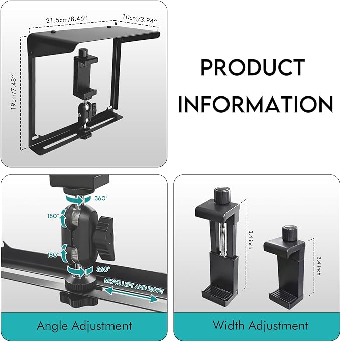Phone Fence Mount with Shade, Gamechanger Mounting Kit for iPhone, GoPro, Mevo, Action Camera - Perfect for Recording Baseball, Softball, Tennis