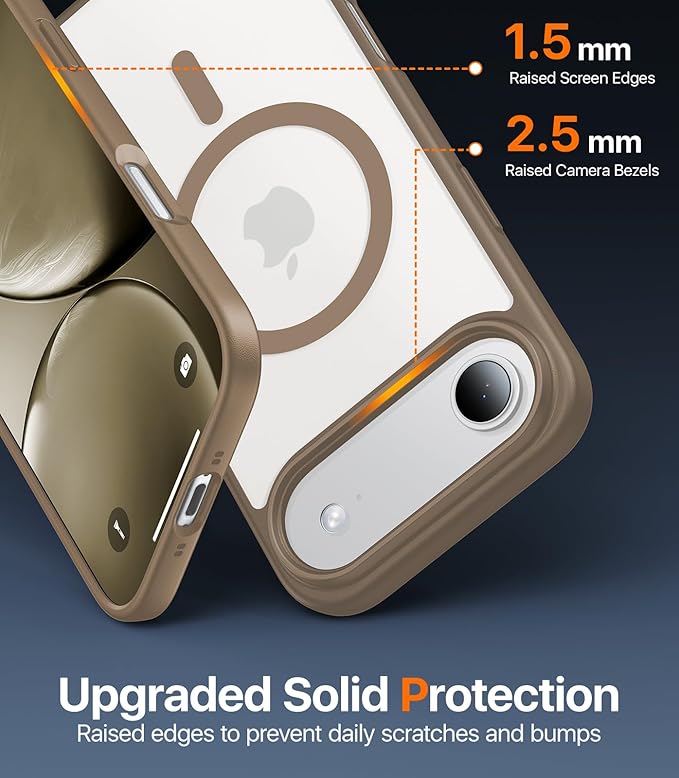 Magnetic for iPhone Air Case 2025,[Anti-Slip][Compatible with MagSafe][Military Grade Drop Protection] Shockproof Protective Translucent Matte Phone Case for iPhone 17 Air Case,Brown