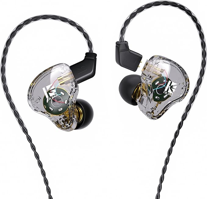 YINYOO KBEAR KS1 in Ear Monitor Bass Earbuds Wired Earbuds,Clear Sound Stereo Headphones, Vocals Forwards High Resolution Noise Canceling HiFi Earphones, Detachable Cable for Singers
