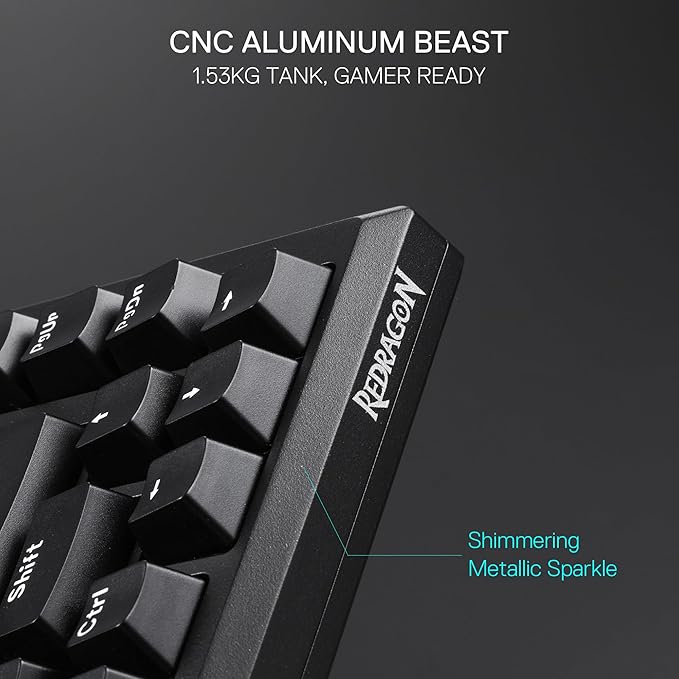 Redragon K687 Wired CNC Gasket Gaming Keyboard, 81 Keys Mechanical Keyboard w/Premium CNC Aluminum Board, Easy-Control Knob, 5-Layer Noise Dampening, Custom Linear Switch