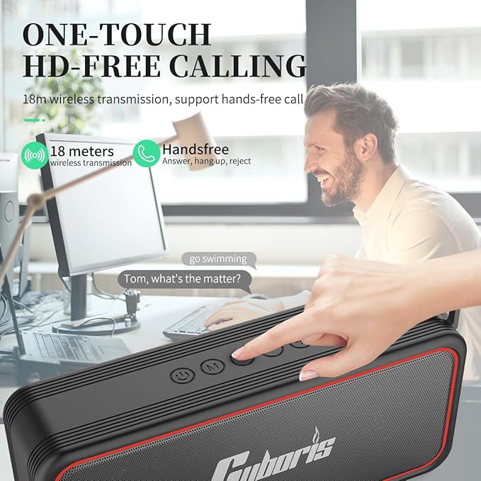 CYBORIS Portable Bluetooth Speaker, Wireless Speakers with 20W HD Sound, IPX7 Waterproof, Bluetooth V5.3, Dual Stereo Pairing, 30H Playtime for Home, Outdoor, Travel, Party, Beach