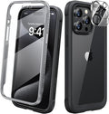 Diaclara Designed for iPhone 15 Pro Case, [Military-Grade Drop Proof] Full-Body Bump Case with Built-in Shockproof Screen Protector, [Camera Lens Protector] Phone Cover for iPhone 15 Pro 6.1"(Black)