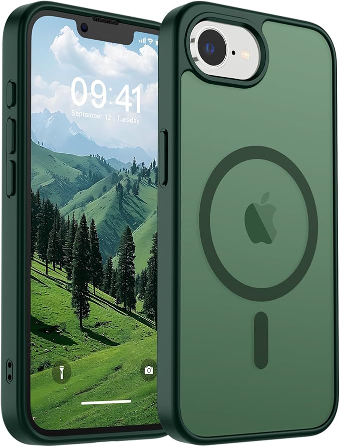 SUPFINE Magnetic for iPhone 17e Case/iPhone 16e Case (Compatible with MagSafe)(Military Grade Drop Protection) Slim Translucent Matte Shockproof with Anti-Fingerprint Phone Case,Forest Green