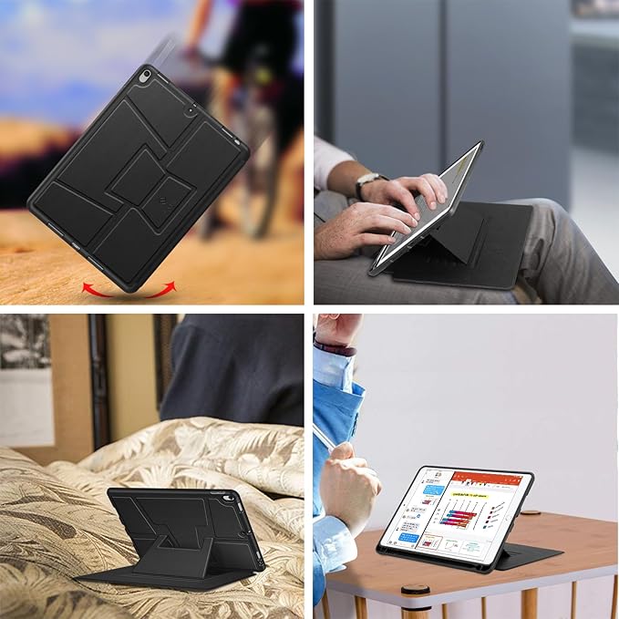 Fintie Magnetic Stand Case for iPad Air 10.5" (3rd Generation) 2019 / iPad Pro 10.5" 2017, Multi-Angle Viewing Rugged Soft TPU Back Cover with Pencil Holder, Auto Wake/Sleep, Black