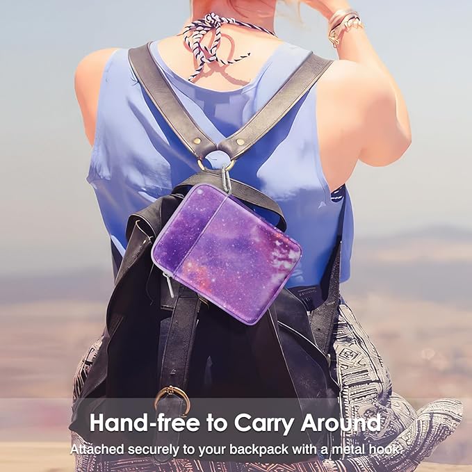 MoKo Padded Ereader Sleeve Case for 6-7 inch Ereader Tablet Bag Protective Cover Pouch with a Carabiner, Compatible with 7" Colorsoft Signature Edition 2024, Purple Starry Sky