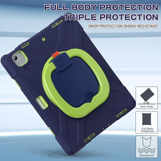 SCSVPN Case for iPad Air 13 inch M4 2026/ M3 2025/M2 2024 & iPad Pro 12.9'' 6th/5th/4th/3rd Generation 2022 2021 2020 2018, Protective Cover with Pencil Holder-Stand-Handle-Shoulder Strap, Navy Green