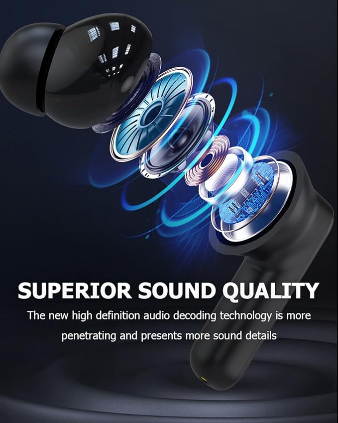 Wireless Touchscreen Earbuds with Smart Touch Screen Case - True Wireless Bluetooth ANC Active Noise Cancelling Earbuds - Blue Tooth Earphones for iPhone Android In Ear Headphones