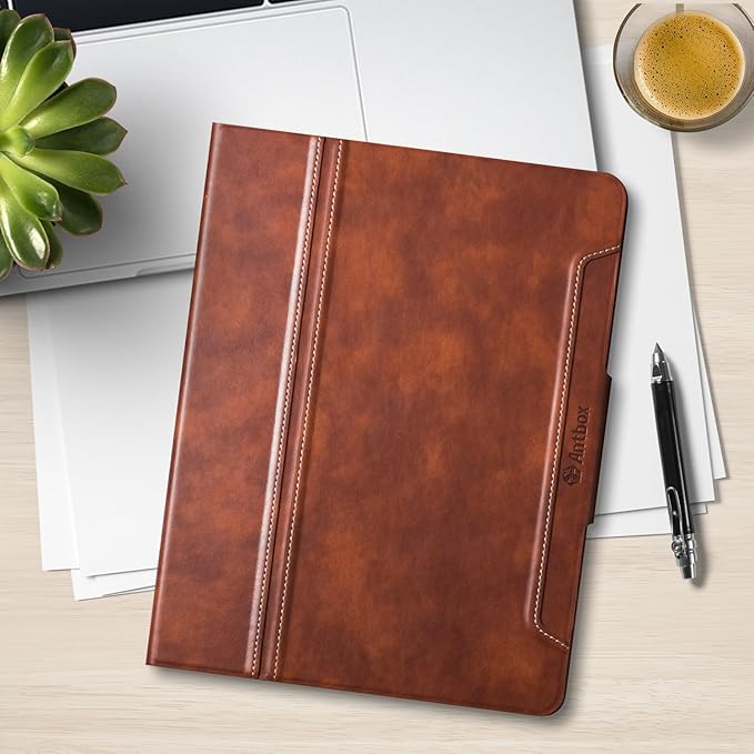 Antbox for iPad Air 13 Inch Case 2026 M4 /2025 M3 /2024 M2, Built-in Pencil Holder, Fully Supports Pencil Pro and Pencil (USB-C), Auto Sleep/Wake Function PU Leather iPad Air 13'' Cover (Brown)