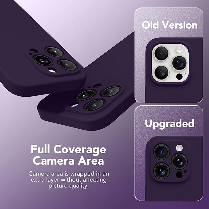 Magnetic for iPhone 15 Pro Case, Compatible with MagSafe, [Full Camera Protection][Screen Protector] Silicone Shockproof Protective Phone Case for iPhone 15 Pro 6.1", Deep Purple