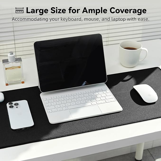 Reniteco Large Gaming Mouse Pad with Durable Stitched Edges, Non-Slip Rubber Base, Big Computer Keyboard Mouse Mat Desk Pad for Home Office Gaming Work, 31.5"x11.8"x0.08", Black