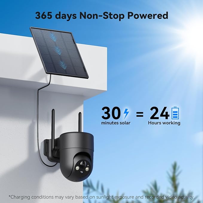 ELYSOO Security Cameras Wireless Outdoor, 2K Color Night Vision, Solar Camera Outdoor Wireless for Home Security, 360°Panoramic View, Weatherproof, 2.4GHz WiFi, 2pack
