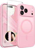 CAPRARO Magnetic for iPhone 17 Pro Max Case, Upgraded [Full Camera Protection] [Compatible with MagSafe] Protective Translucent Matte Women Girl Phone Case Cover, Peach Pink