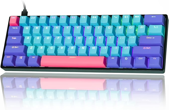 GTSP Gk61 60% Mechanical Keyboard Gaming Custom SK61 Hot Swappable 60 Percent with PBT Keycaps RGB Backlit NKRO Type-C Cable for PS4 (Gateron Optical Yellow, Joker)