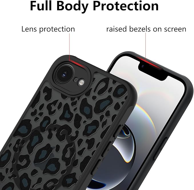 KANGHAR Case for iPhone 16e/17e Phone Case [Compatible with Magsafe] Leopard Printed Pattern Cute Cheetah Protective Magnetic Case for Girls Women Men 6.1"