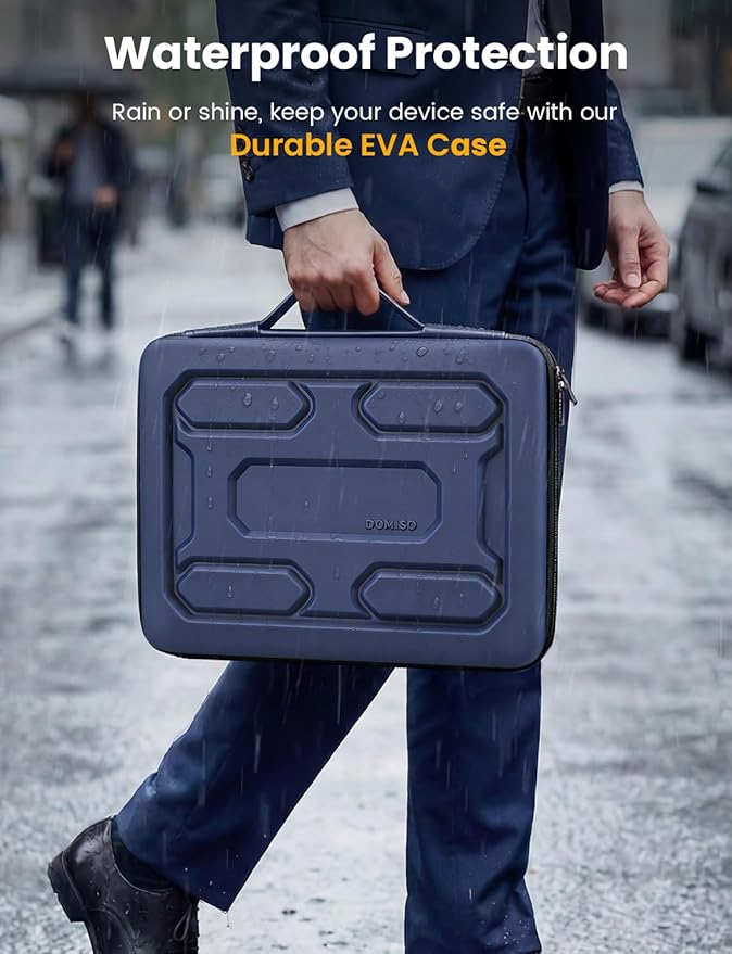 DOMISO Laptop Hard Case 15-16 inch Waterproof Shockproof Hard Shell Laptop Sleeve with Handle & Storage Pocket, Compatible with MacBook, HP, Dell, Dark Blue